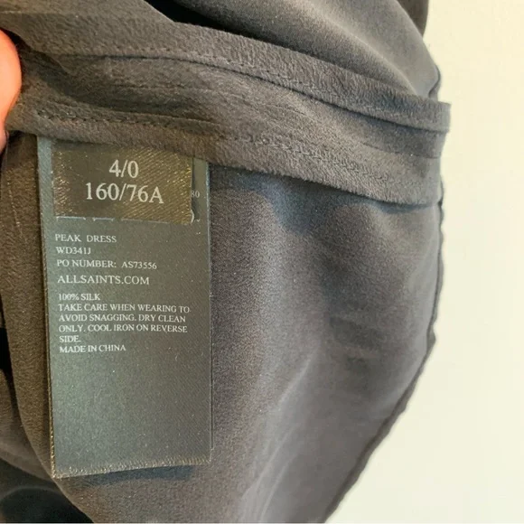 All Saints Black Silk Dress size 0 - Picture 8 of 9